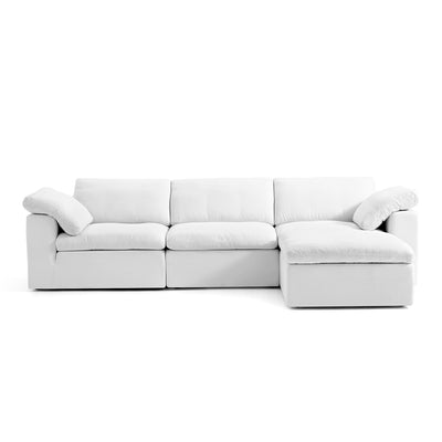 Tender Wabi Sabi White Sofa and Ottoman-White-128.0"