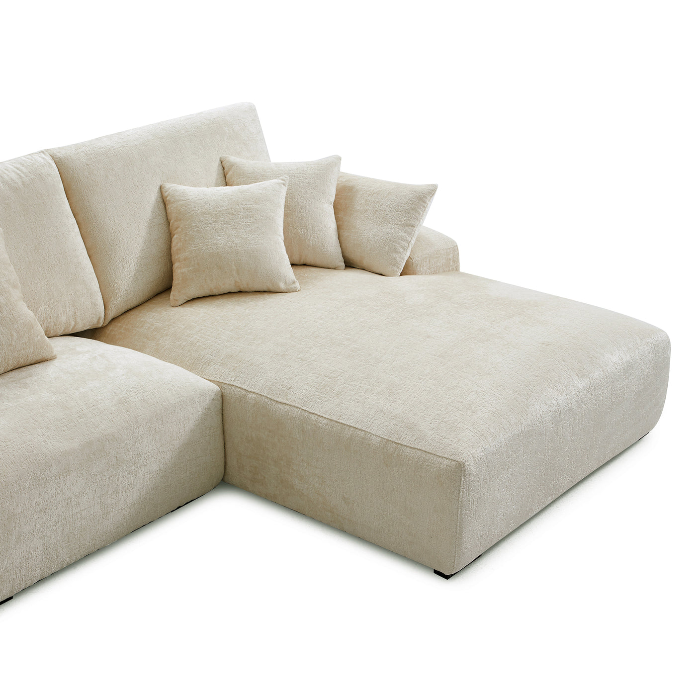 The Empress Navy Blue U Shaped Sectional-Beige