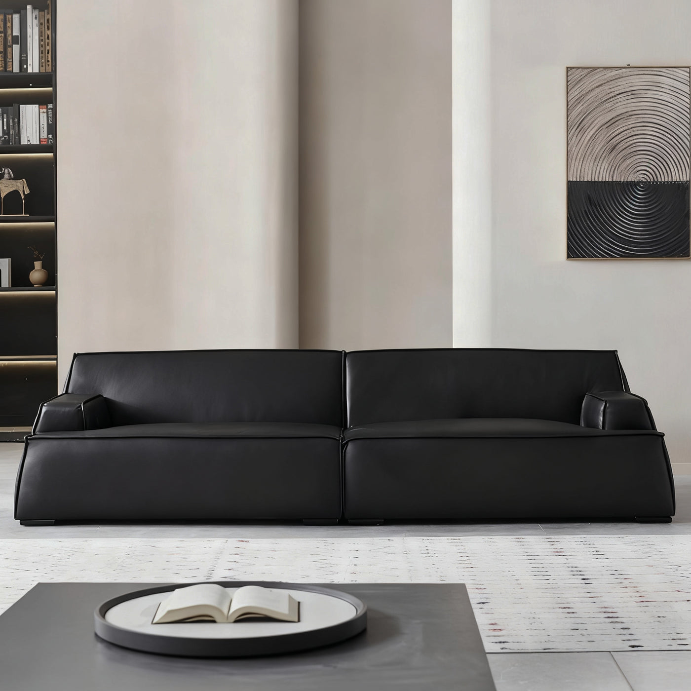 Deacon Minimalist Top Grain Leather Sofa