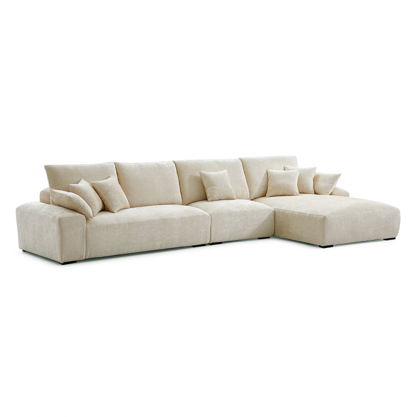 The Empress Gray Sectional-Beige-150.8"-Facing Right
