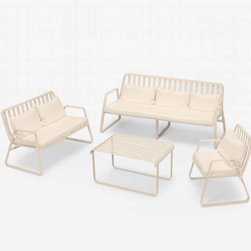 Mykonos Aluminum Outdoor Patio Conversation Set with Cushions