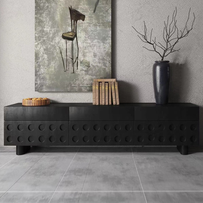 Circular Pattern Walnut TV Stand