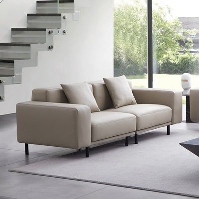 Noble Beige Leather Sofa Set-Beige