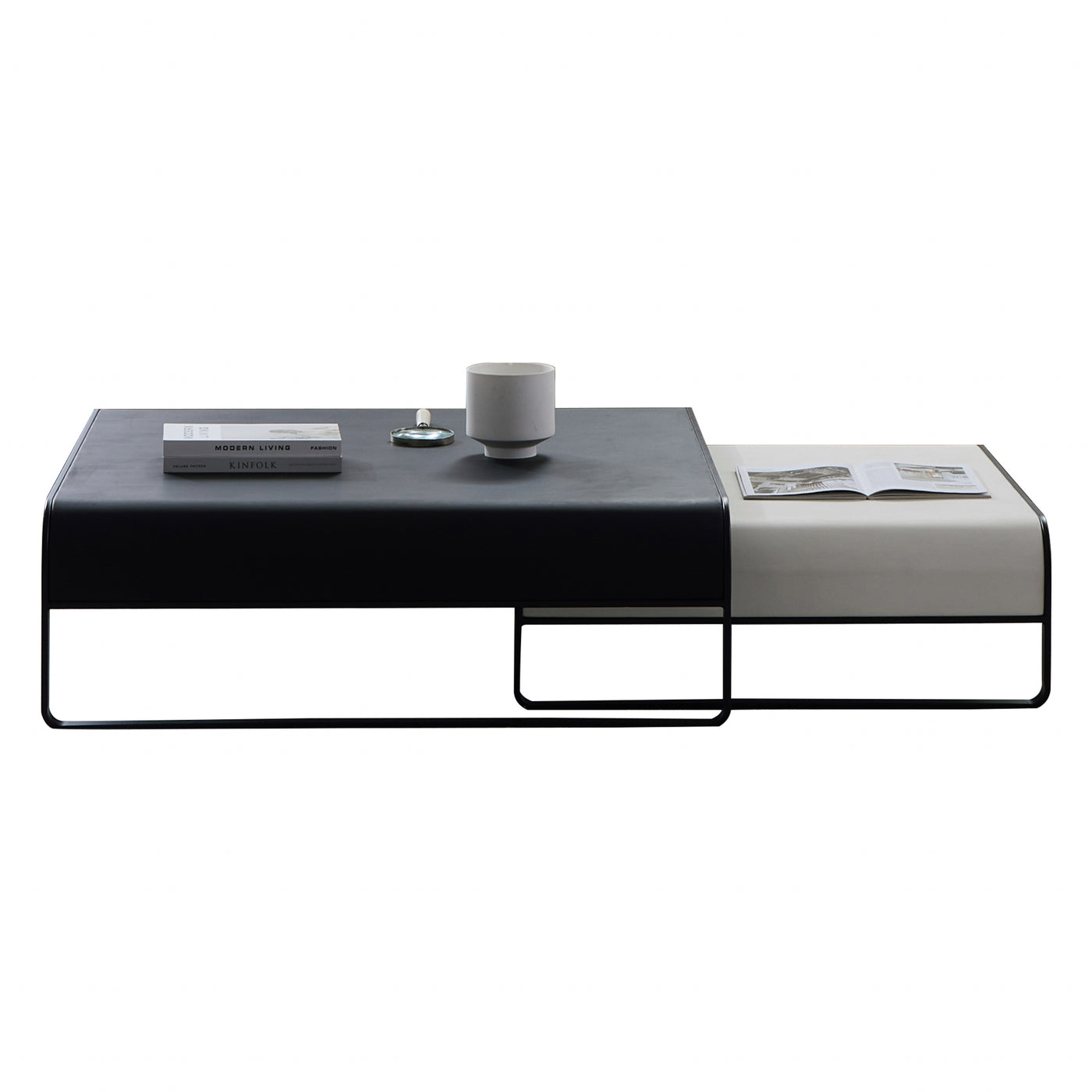 Modern Duet Coffee Table Set-39.4″ & 31.5″-Black & White