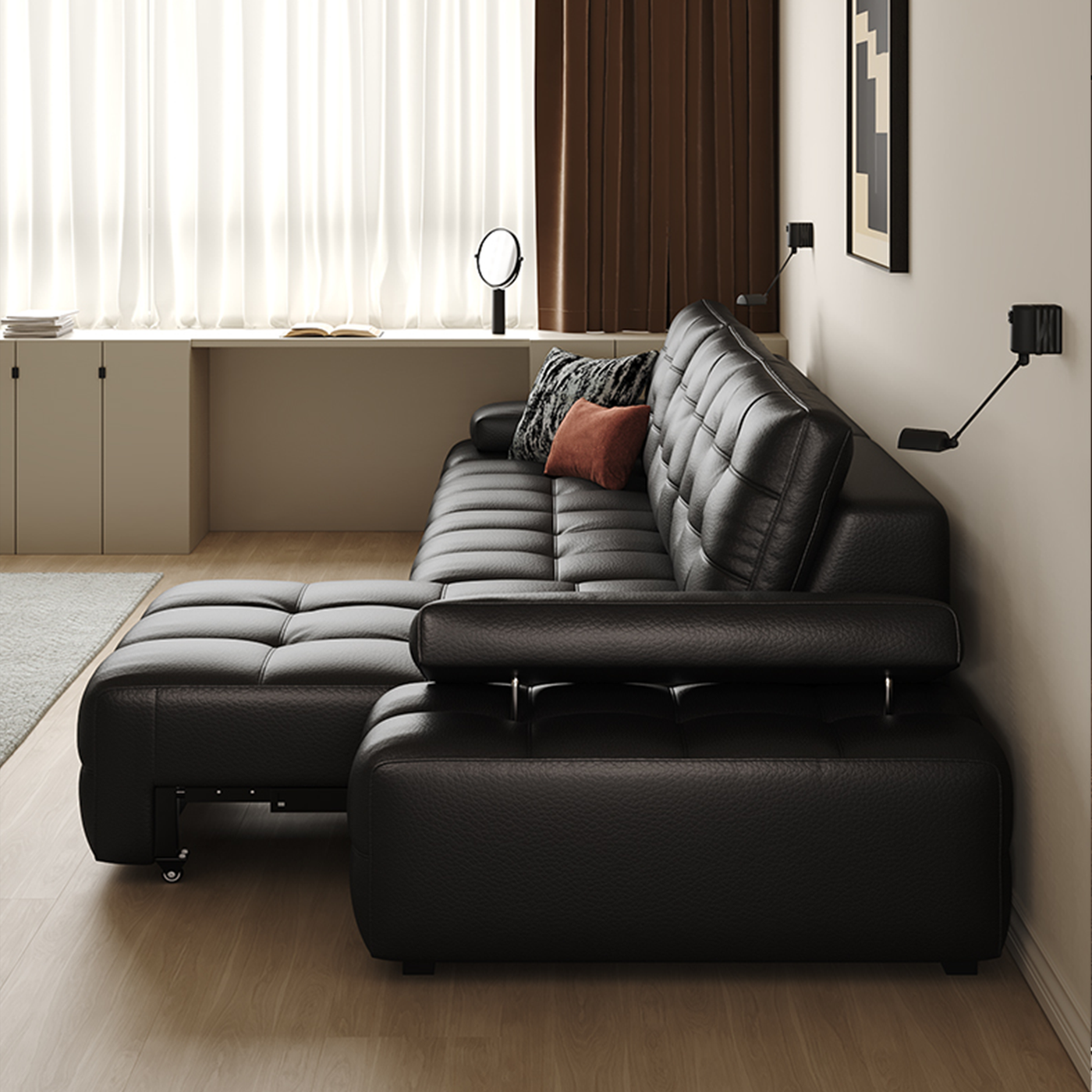 Titan Tufted Leather Electric Sofa Bed