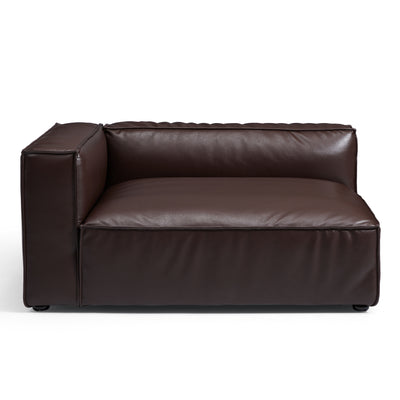 Luxury Minimalist Dark Brown Leather U Shaped Sectional-Dark Brown