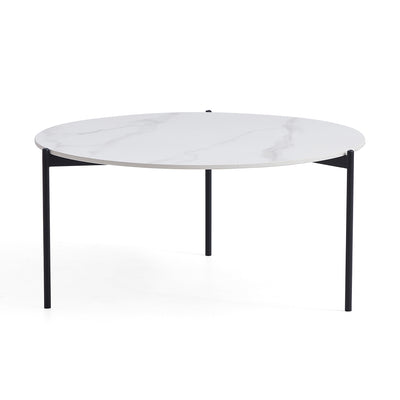 Milan White Marble Coffee Table Set-White-31.5″ & 19.7″