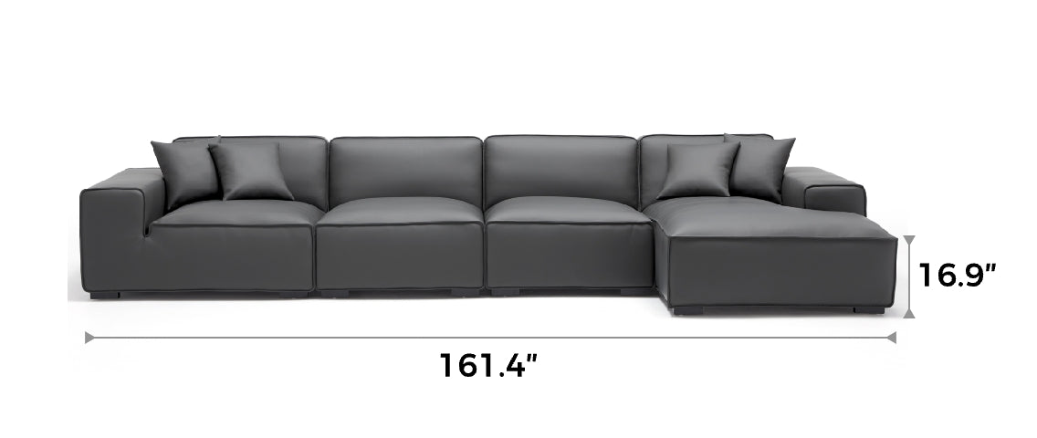 Domus Modular Dark Gray Leather Sectional Sofa