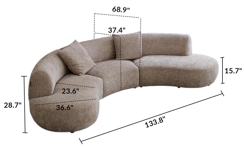Nestled Curved Open-End Sectional Sofa