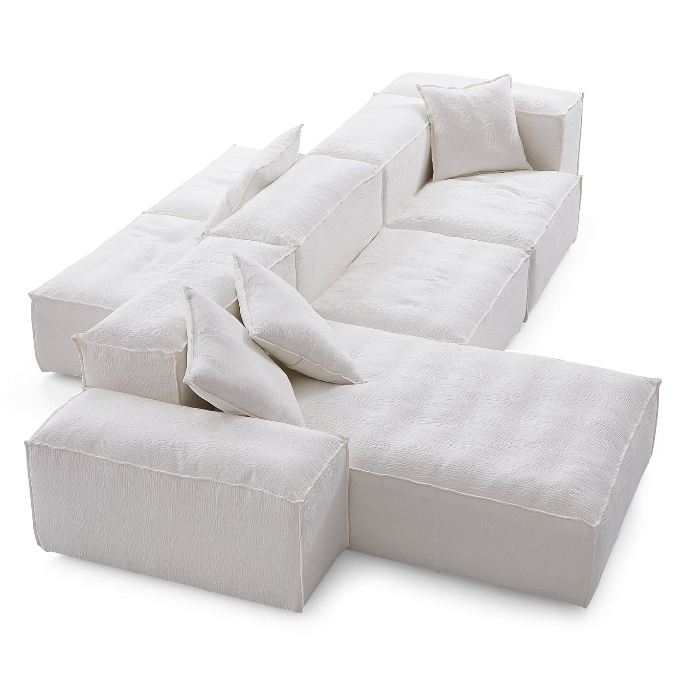 Freedom Modular Gray Double Sided Sectional Sofa-White-143.7″-Low & High