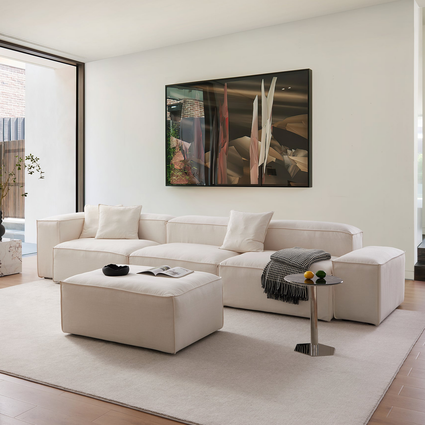 Freedom Modular Beige Sofa with Ottoman