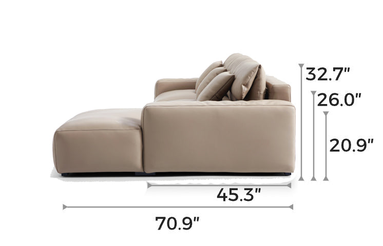 Chestnut Khaki Leather Sectional