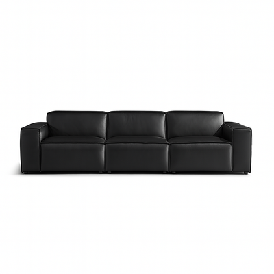 Kendall Italian Top Grain Leather Sofa-Black-129.9"