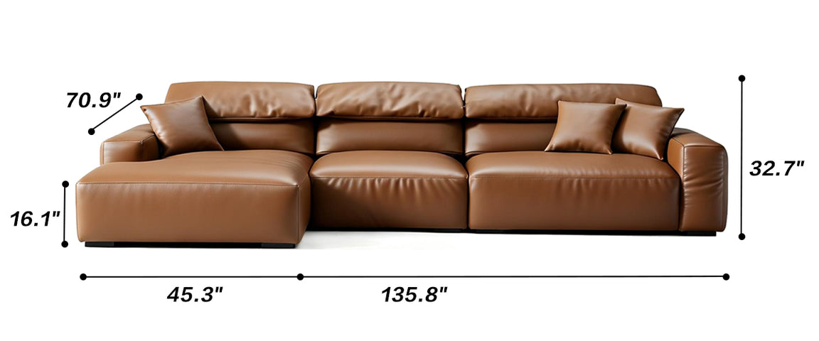 Chestnut Tan Leather Sectional