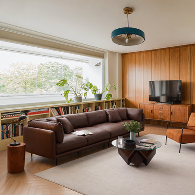 Vanilla Brown Leather Sofa-Brown