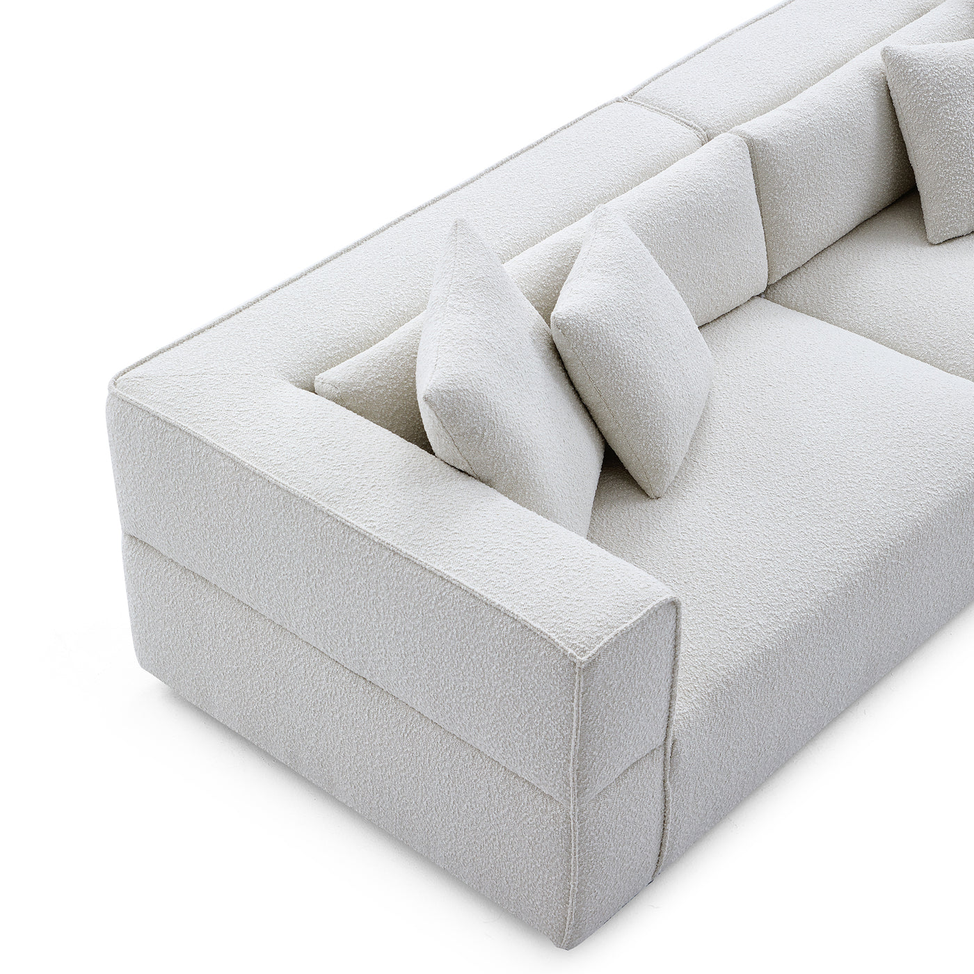 Nordic Modern Gray Sofa with Ottoman-White