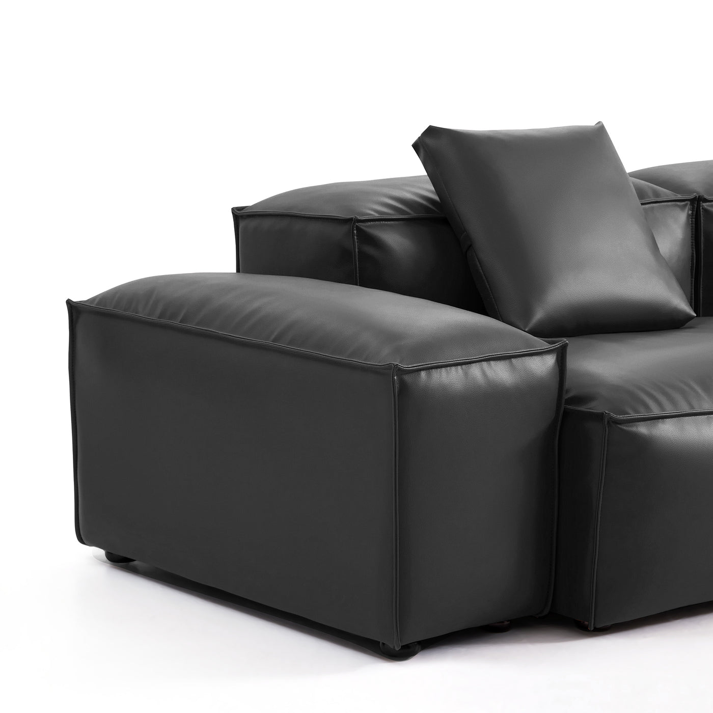 Flex Modular Black Genuine Leather Sectional-Black