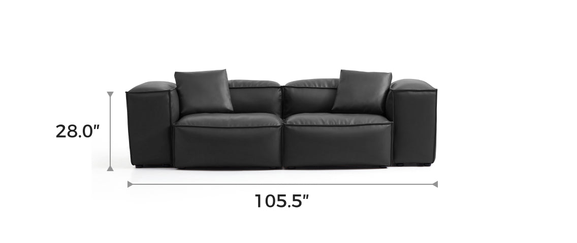 Flex Modular Black Genuine Leather Sofa