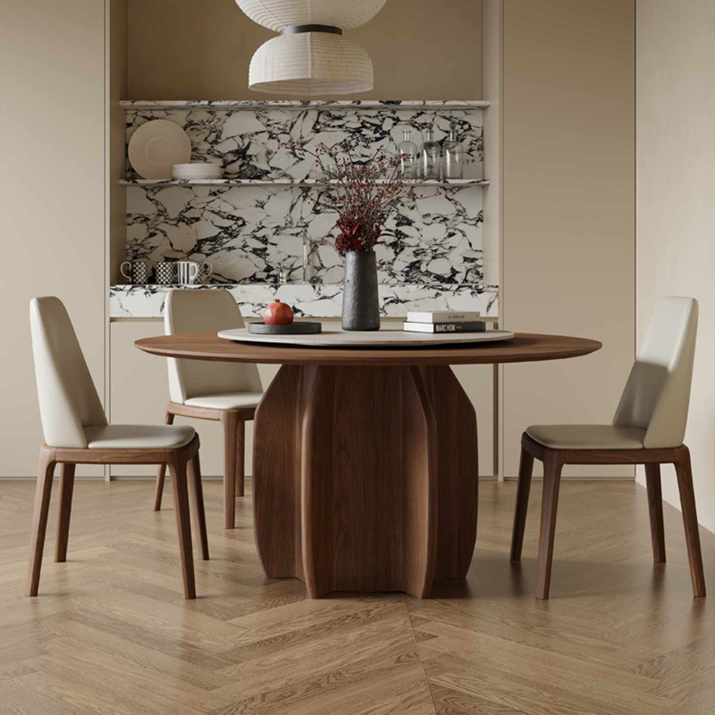 Elamer Rotating Round Dining Table