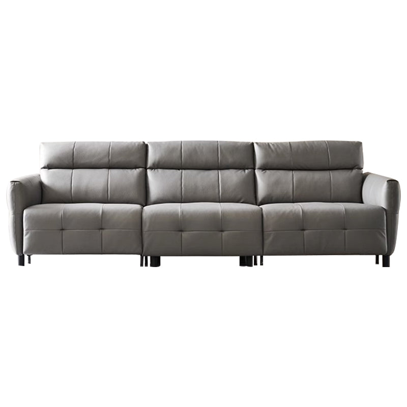 Lattice Charcoal Gray Leathaire Modular Recliner Sofa-Light Gray-hidden