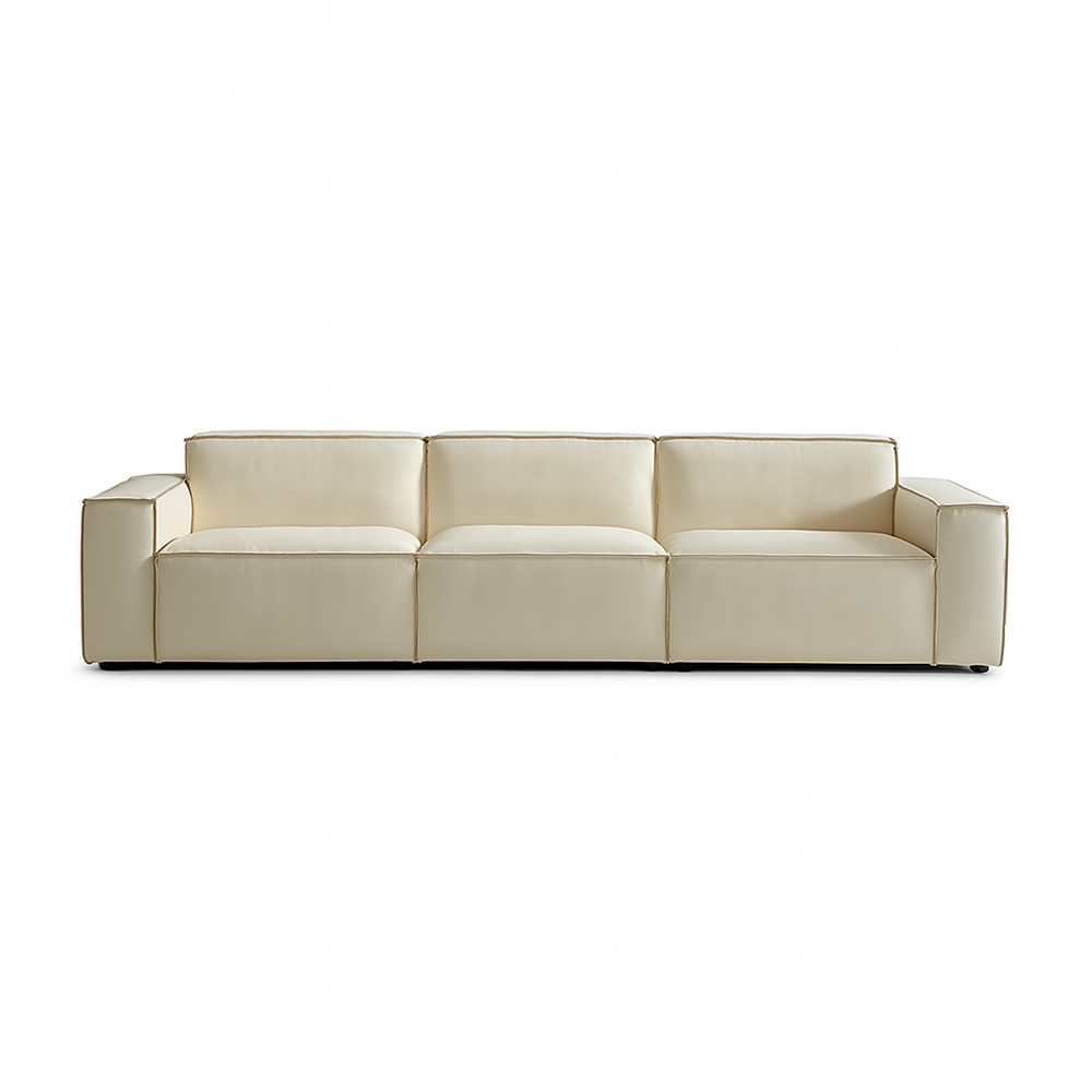 Kendall Italian Top Grain Leather Sofa-Beige-129.9"