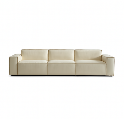Kendall Italian Top Grain Leather Sofa-Beige-129.9"