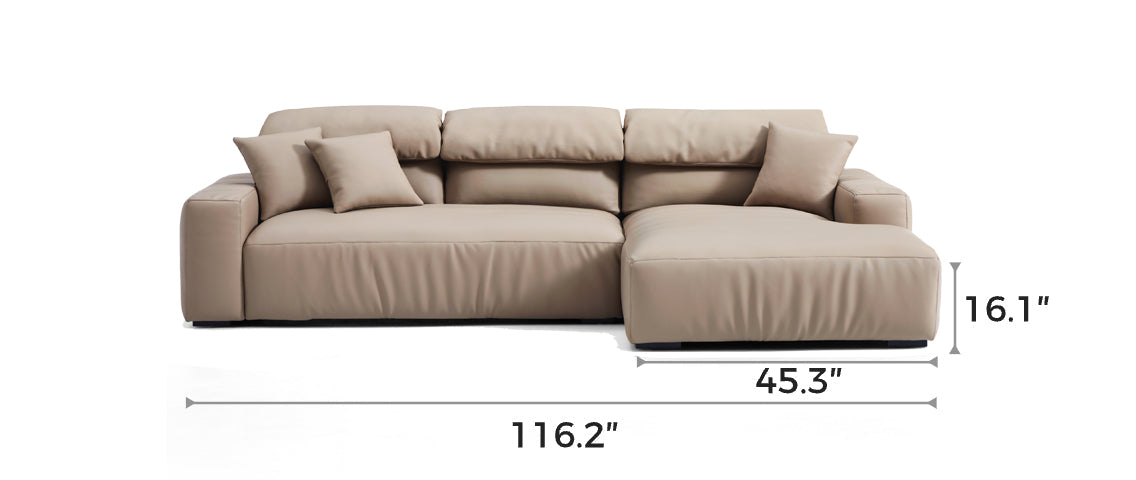 Chestnut Khaki Leather Sectional