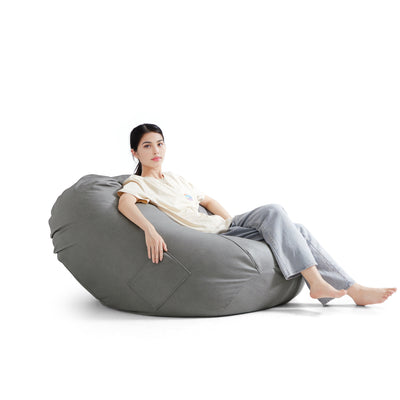 Litton Gray Leathaire Bean Bag-Light Gray