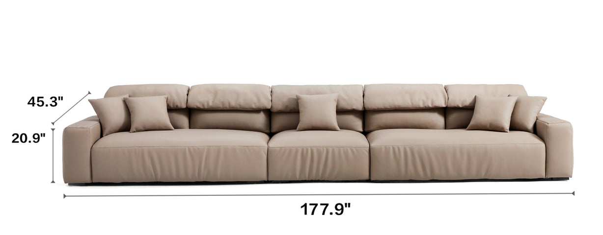 Chestnut Khaki Leather Sofa