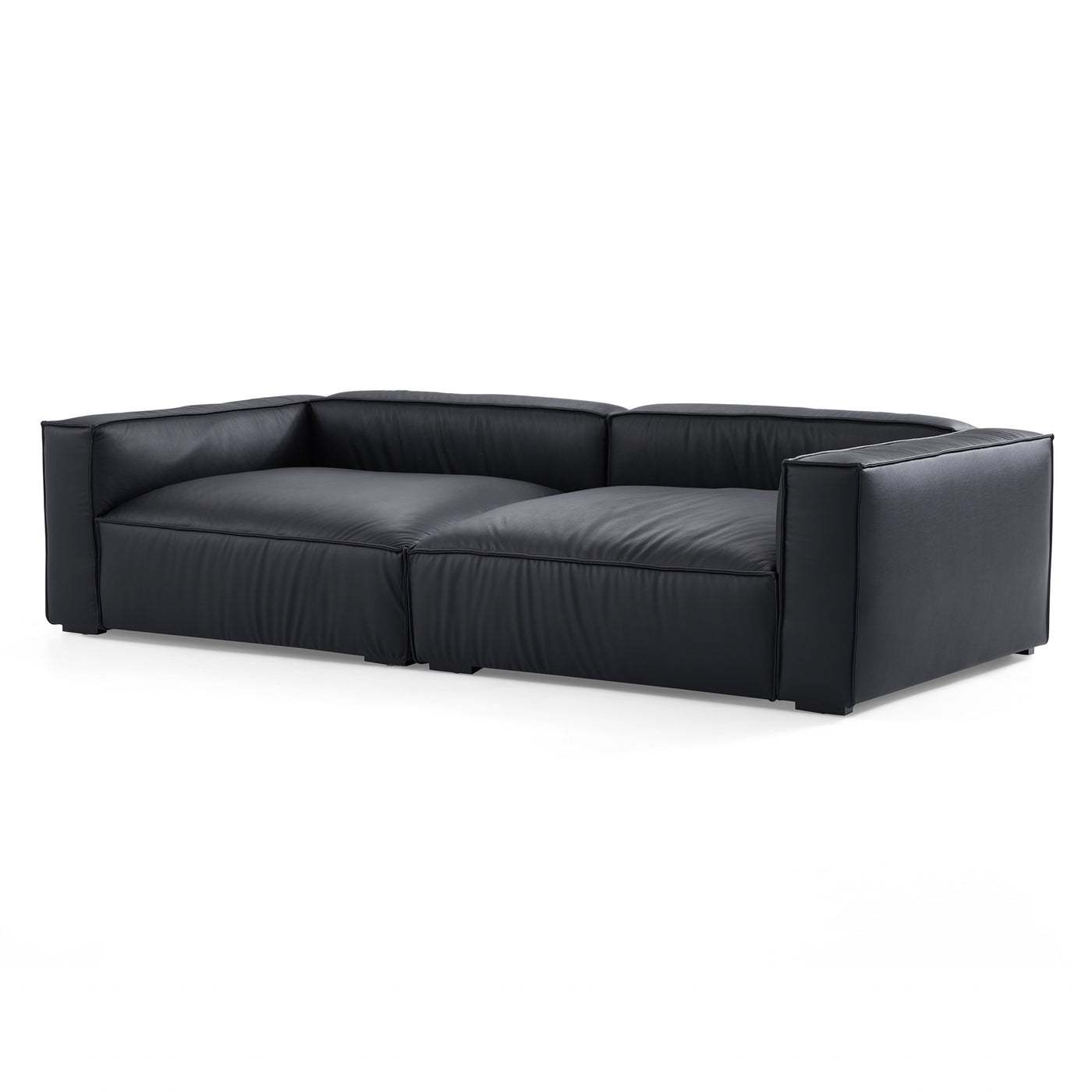 Luxury Minimalist Black Leather Daybed Sofa-Black