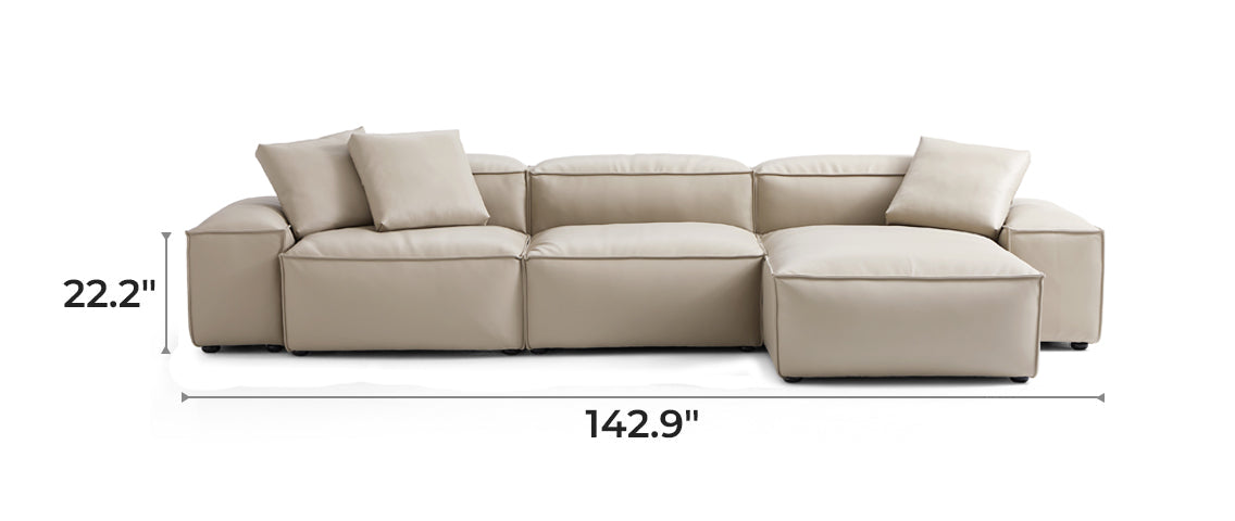 Flex Modular Beige Genuine Leather Sectional