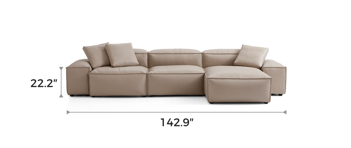 Flex Modular Khaki Genuine Leather Double-Sided Sectional