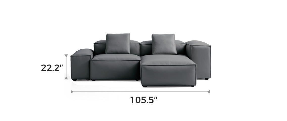 Flex Modular Dark Gray Genuine Leather Sectional