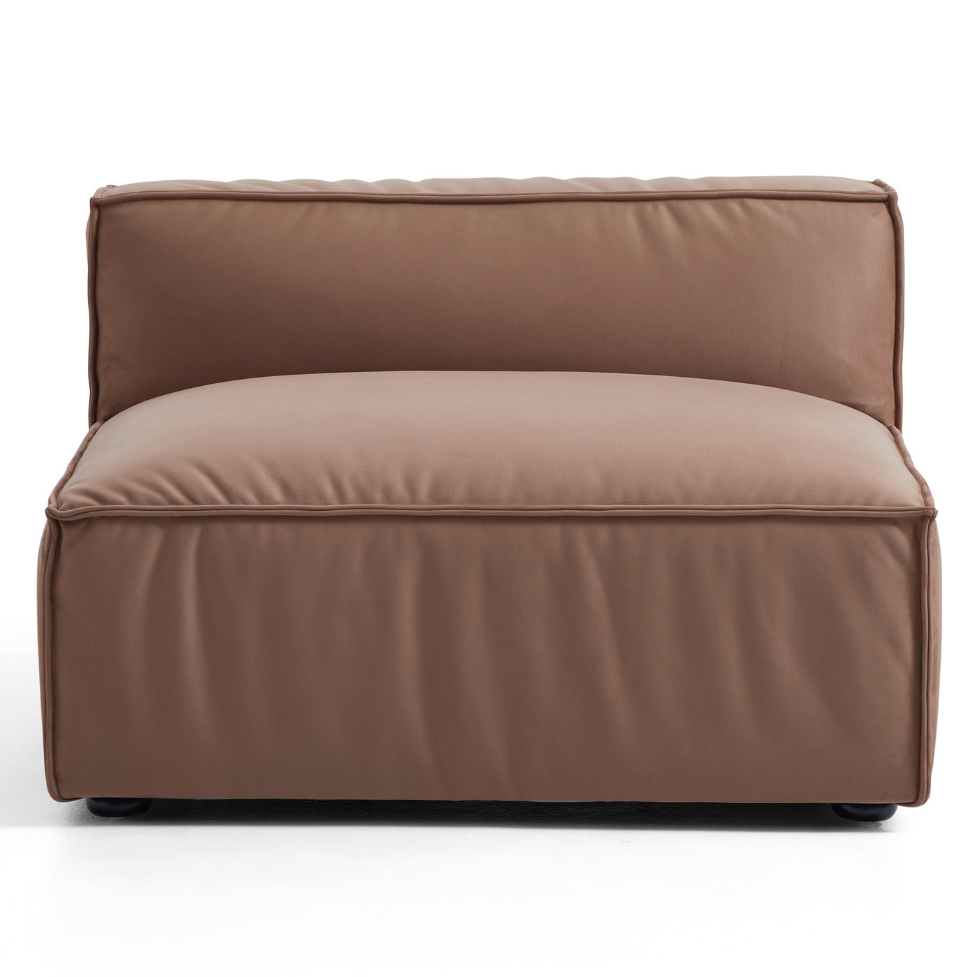 Luxury Minimalist Brown Fabric Sectional and Ottoman-Brown