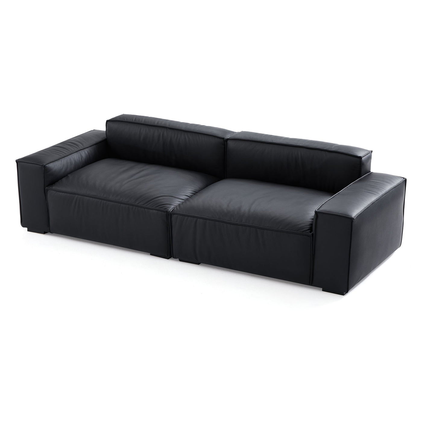 Luxury Minimalist Black Leather Sofa-Black