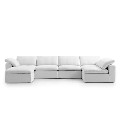 Tender Wabi Sabi Sand L Shaped Sectional and Ottoman-White-165.4"