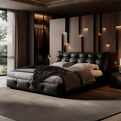 Chocolate Leather Bed