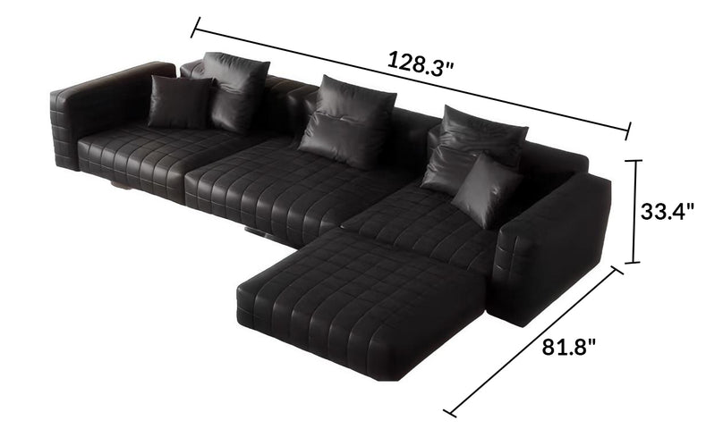 Matrix Top Grain Leather Sofa with Ottoman