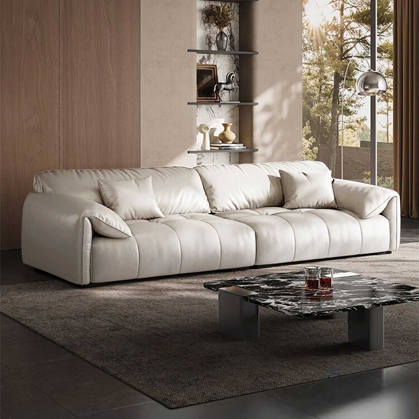 Anorea Brown Contemporary Minimalist Sofa