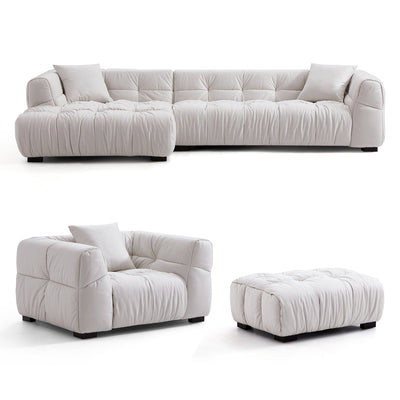 Boba Black Leathaire Sectional Set-White-118.1″-Facing Left