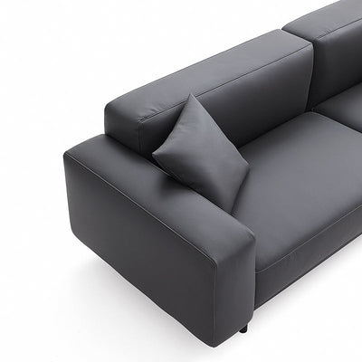 Noble Beige Leather Sofa and Ottoman-Dark Gray