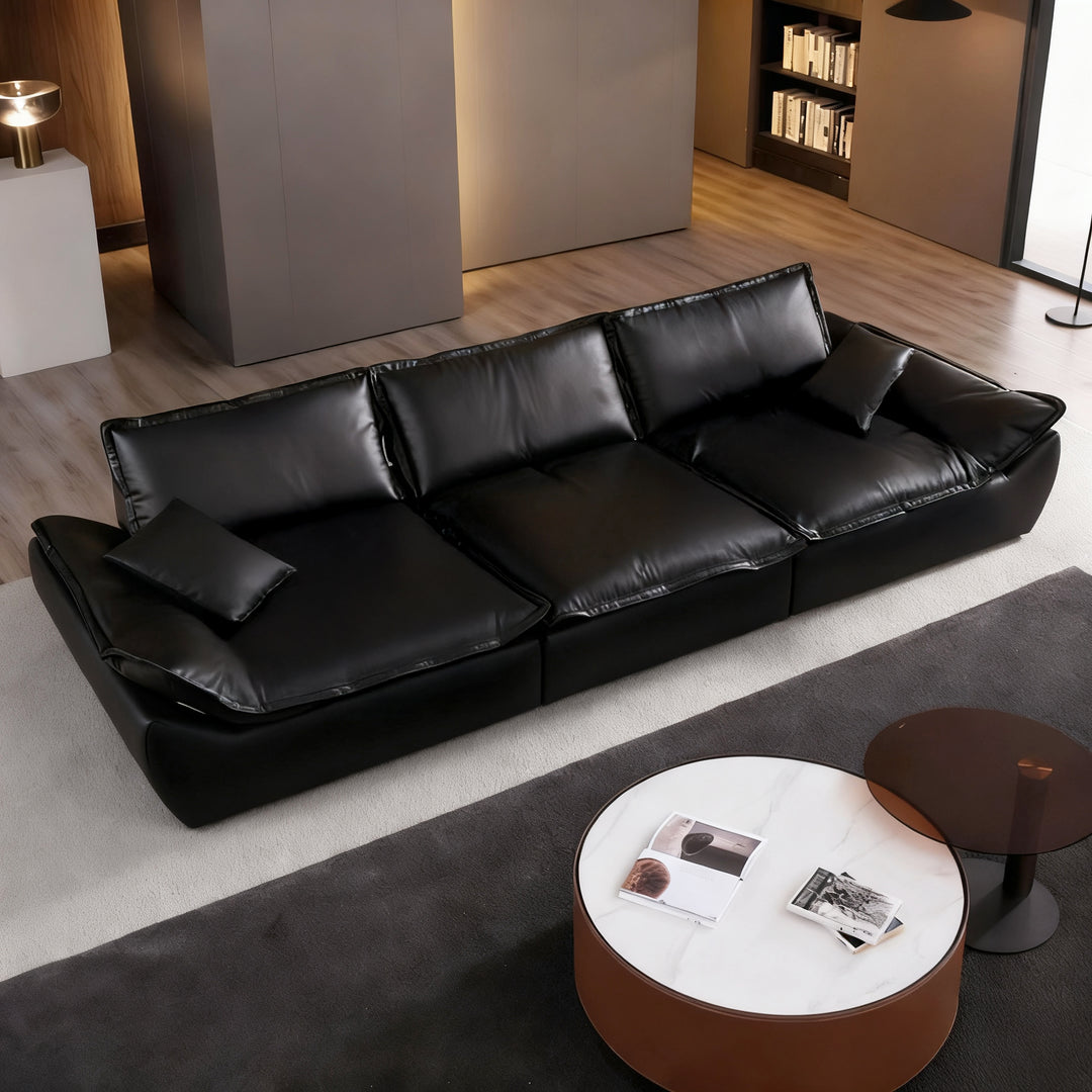 Raisa Vintage Leather Sailboat Sofa-Black