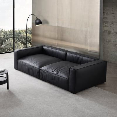 Luxury Minimalist Dark Brown Leather Daybed Sofa-Black