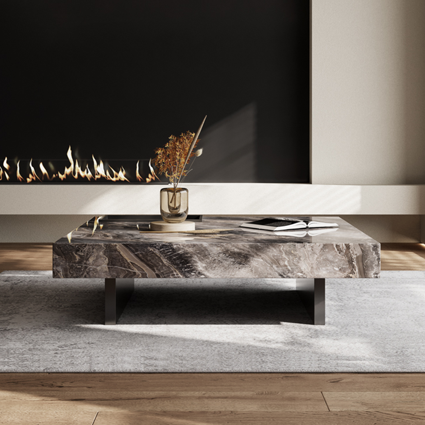 Dark Veined Square Coffee Table