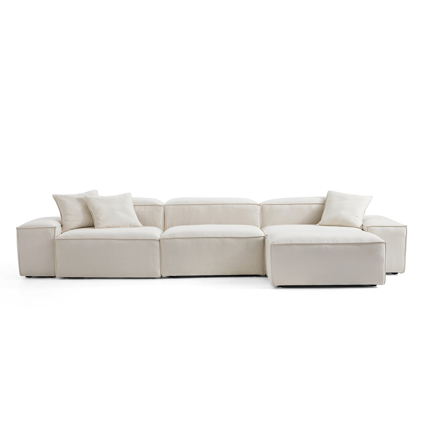 Freedom Modular Sofa with Ottoman-Beige-143.7"-Low