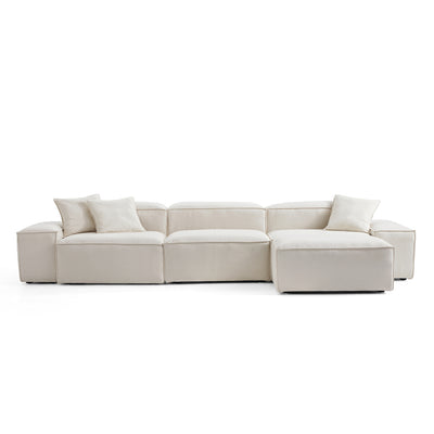 Freedom Modular Sofa with Ottoman-Beige-143.7"-Low