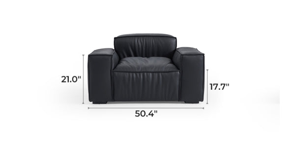 Luxury Minimalist Black Leather Sectional Set