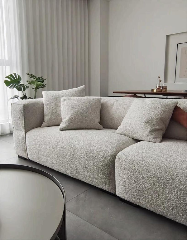 Nordic Modern Creamy Sofa with Ottoman