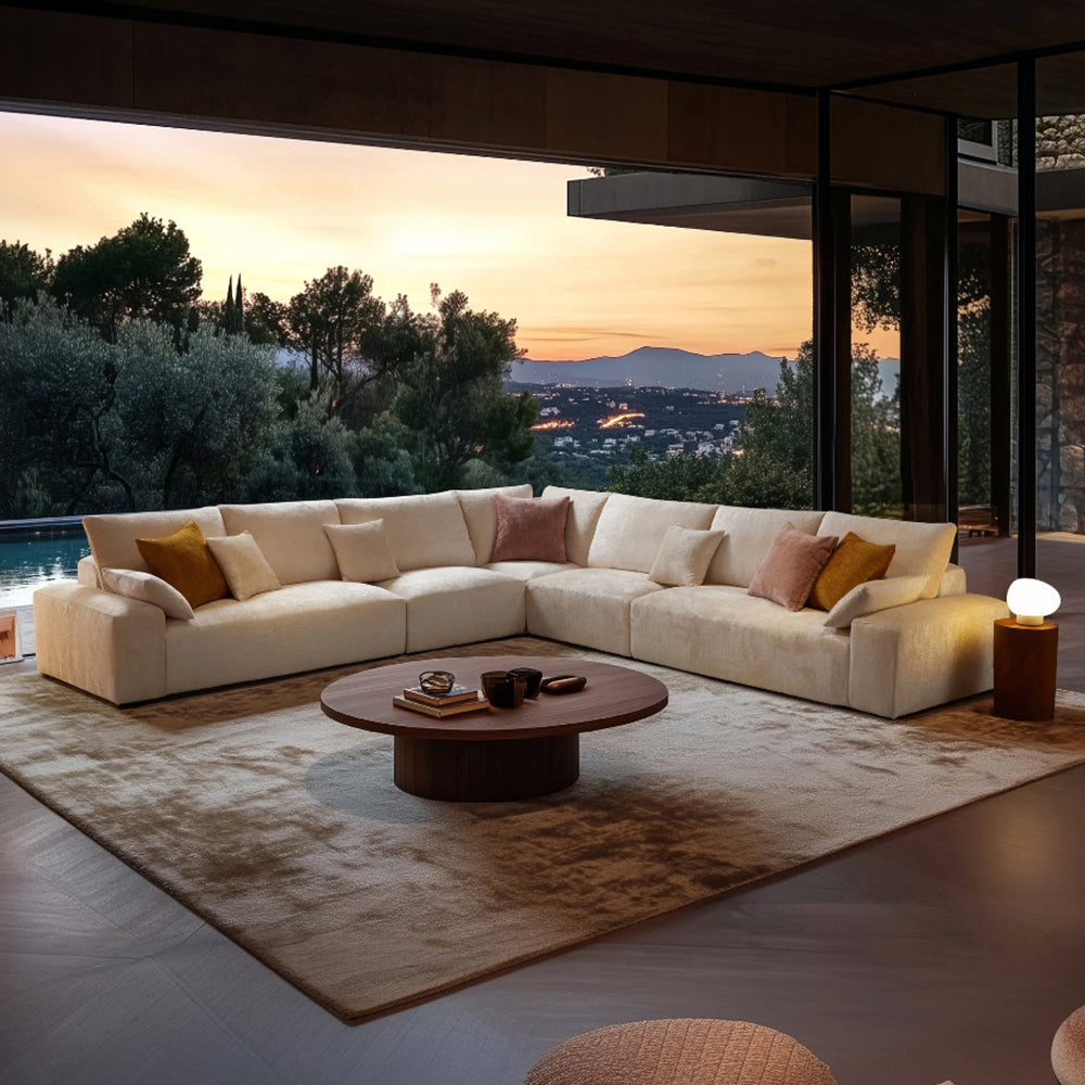 The Empress Beige Corner Sectional Sofa-Beige