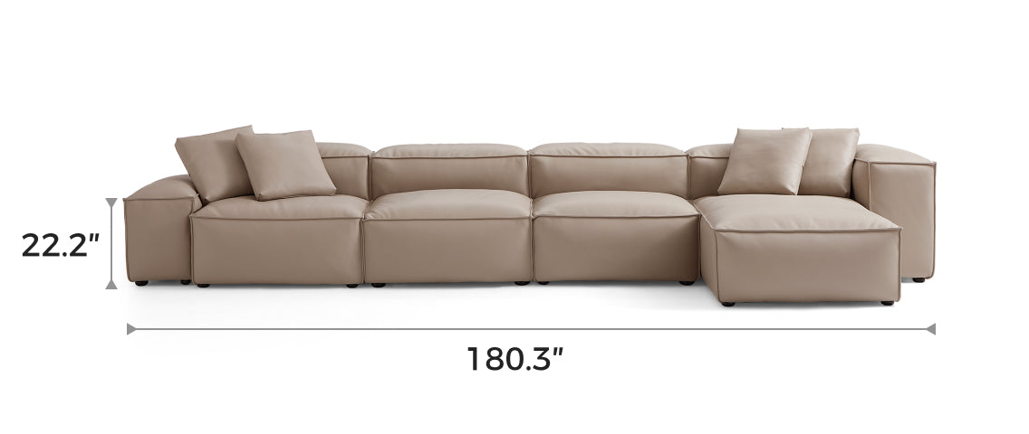 Flex Modular Khaki Genuine Leather Sectional